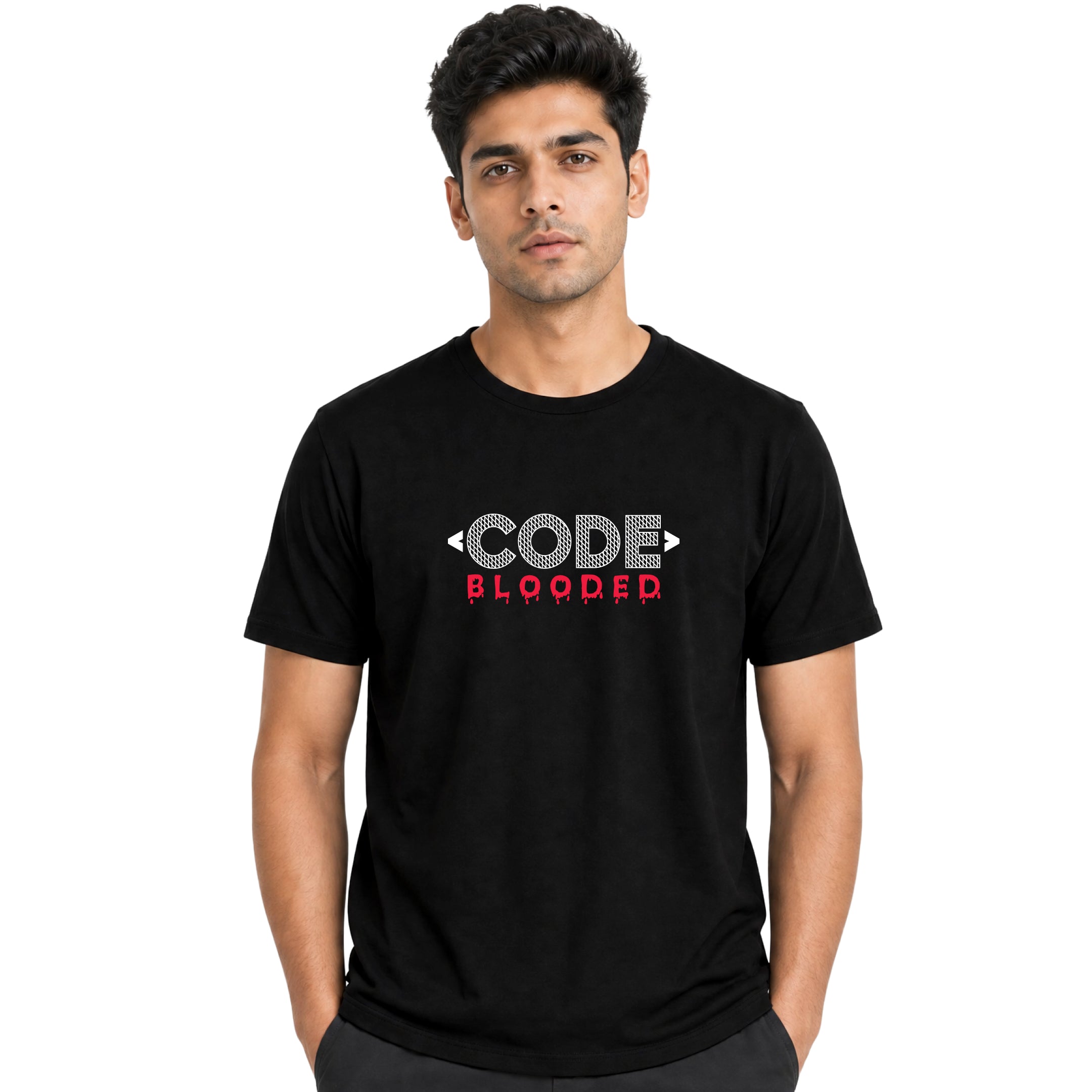 Code Blooded Half Sleeve T-Shirt - DudeMe – Dudeme