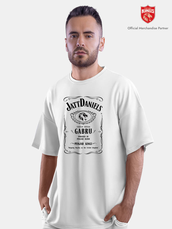Jatt Daniels Gabru Oversize  White T-Shirt