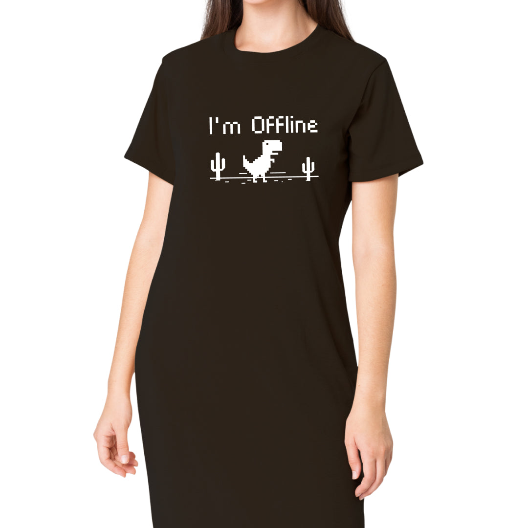 I Am Offline T-Shirt Dress – Dudeme