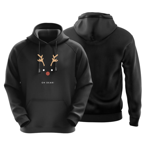 Minimalist Reindeer Xmas Black Hoodie
