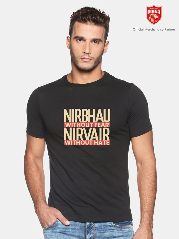 Nirabhau Without Fear punjab  Kings Black T-Shirt