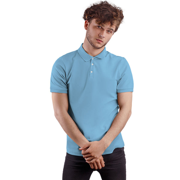 Ocean Blue Plain Polo T-Shirt