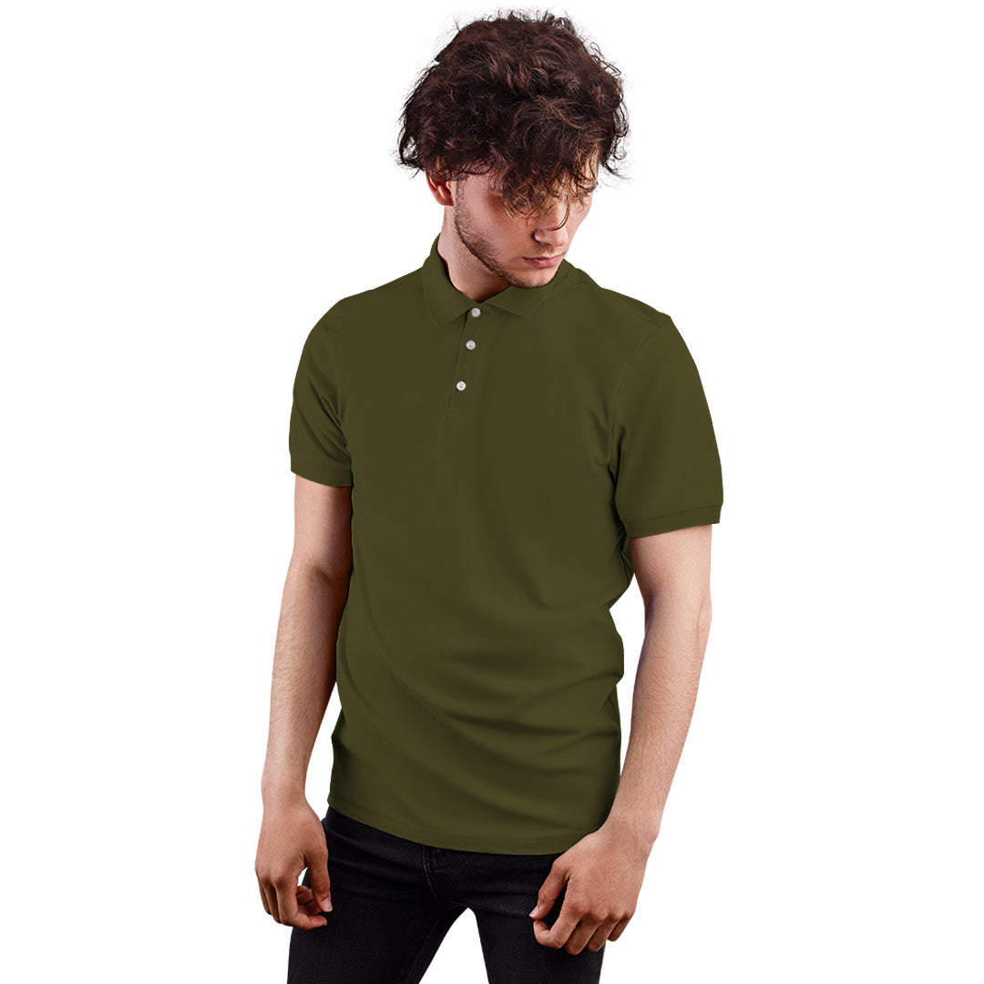 Olive Green Unisex Plain Polo T-Shirt