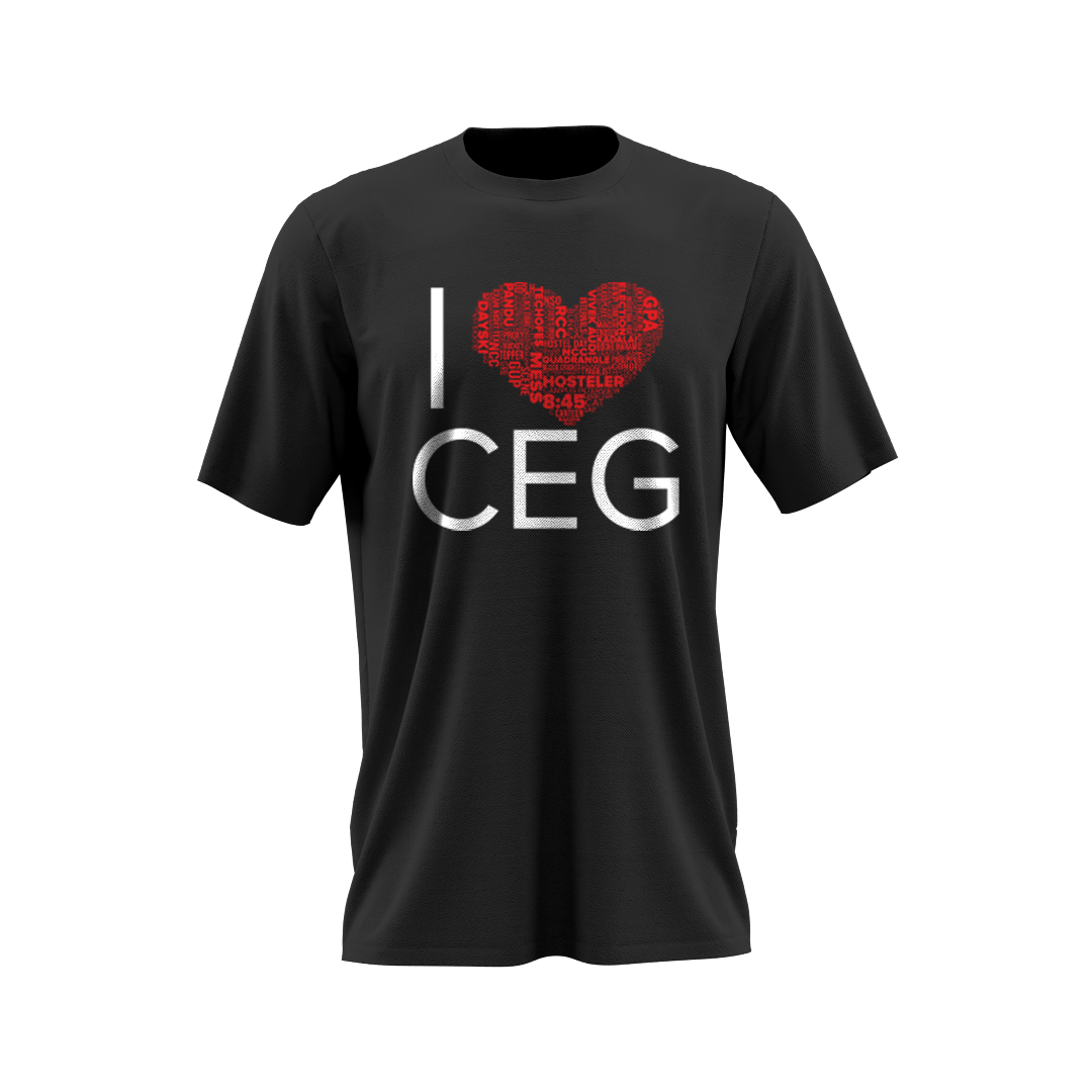 I LOVE CEG Black Half Sleeve T-Shirt