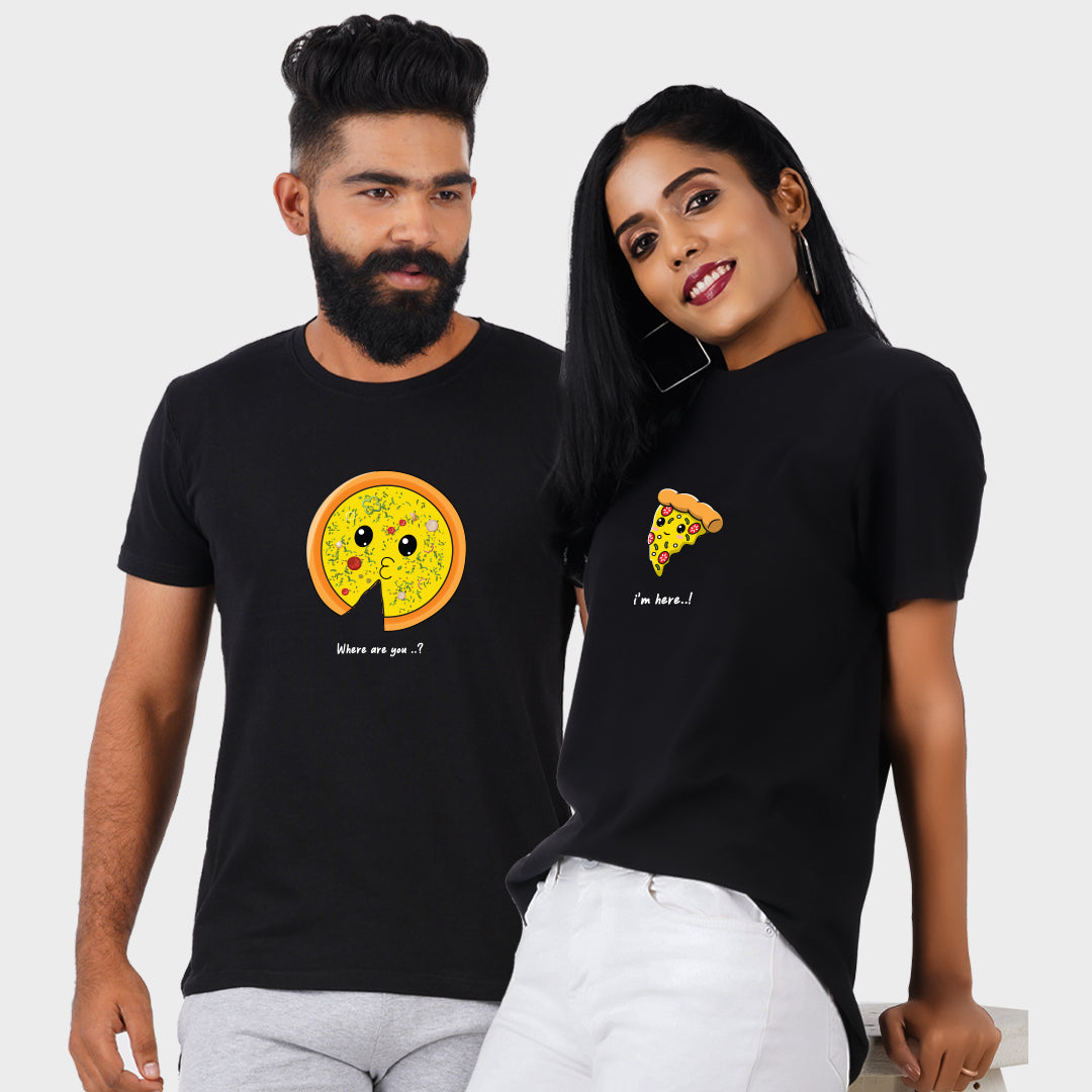 Where Are You? I'm Here!! Pizza Couple T-Shirt
