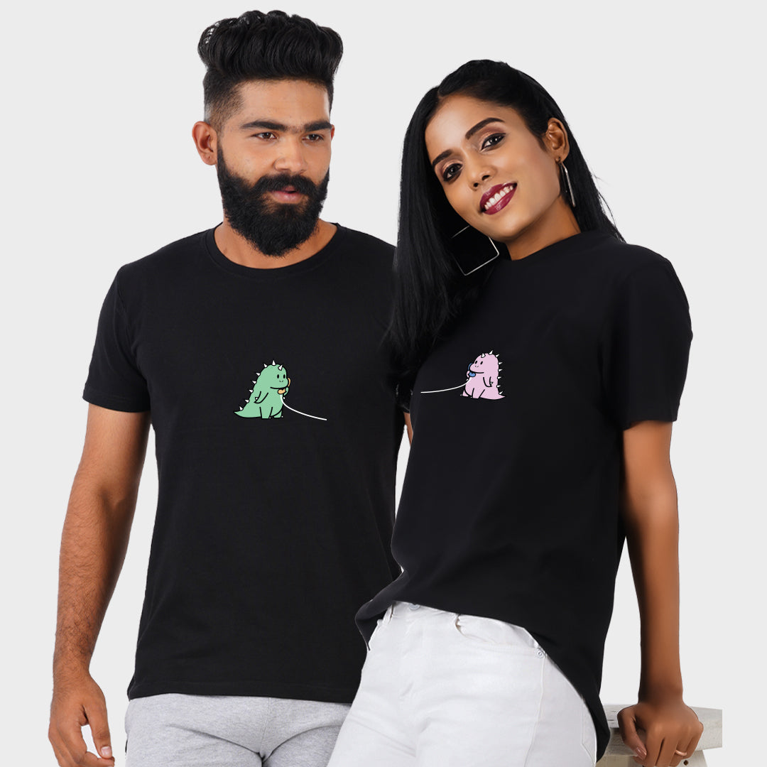 Dino Call Cute Couple T-Shirt