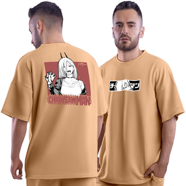 Chainsaw Blood Devil Taupe Unisex Oversized T-Shirt