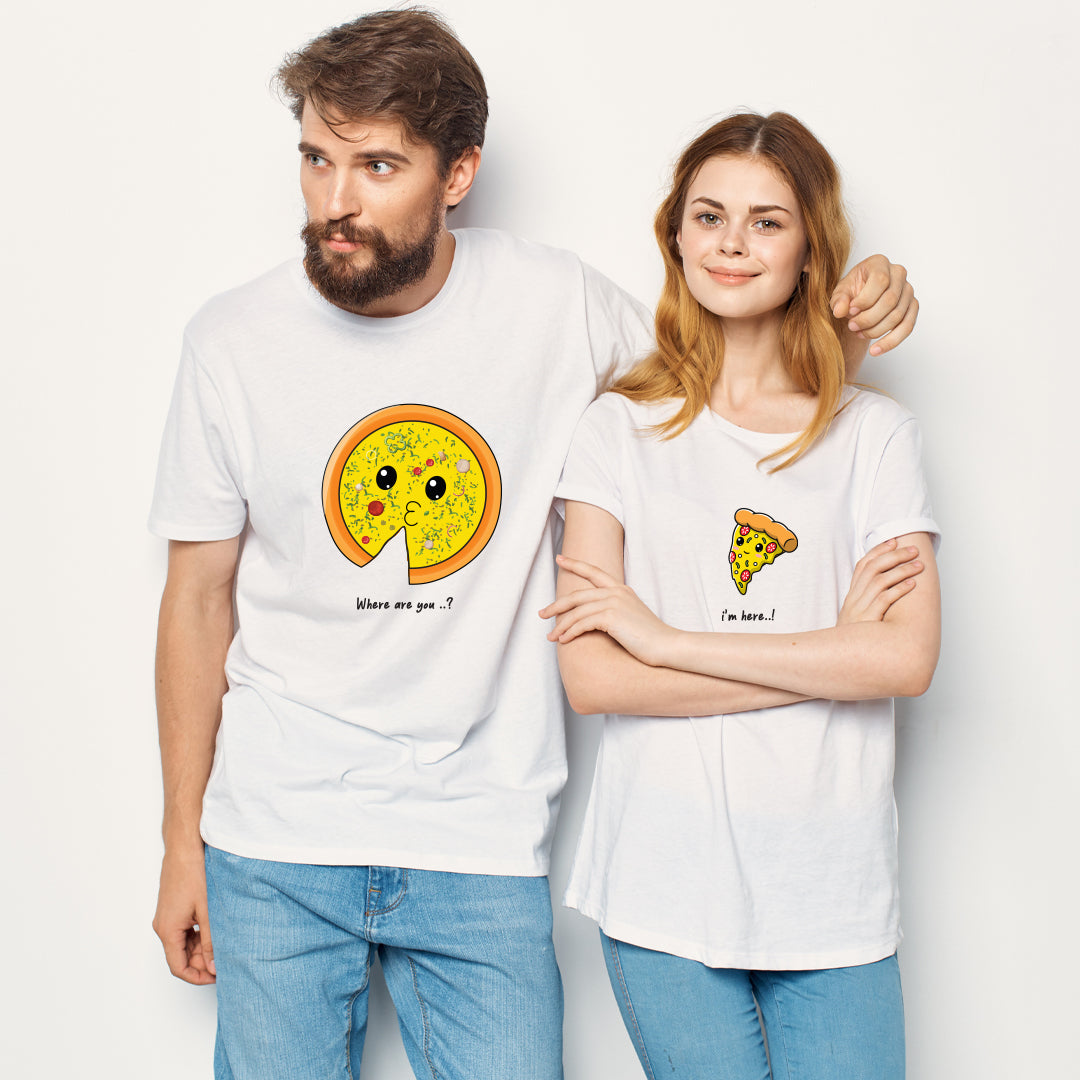 Where Are You? I'm Here!! Pizza Couple T-Shirt