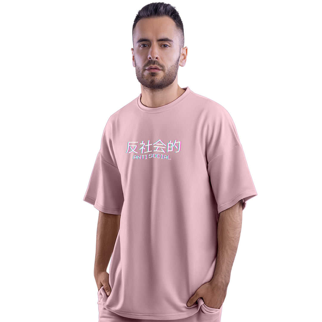 Anti Social Girl Pink Unisex Oversized T-Shirt