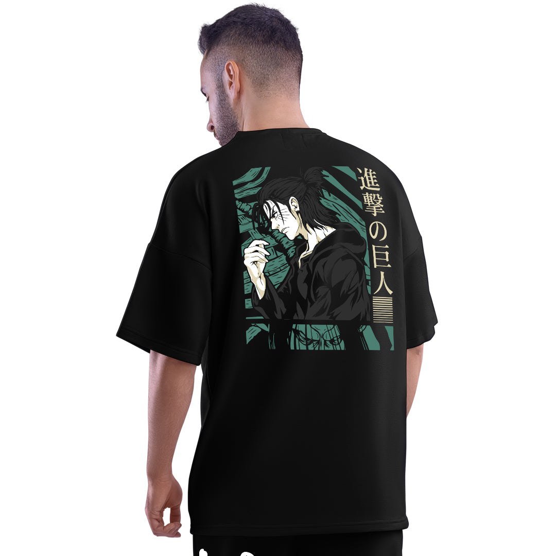 AOT Eren Yeager Black Unisex Oversized T-Shirt