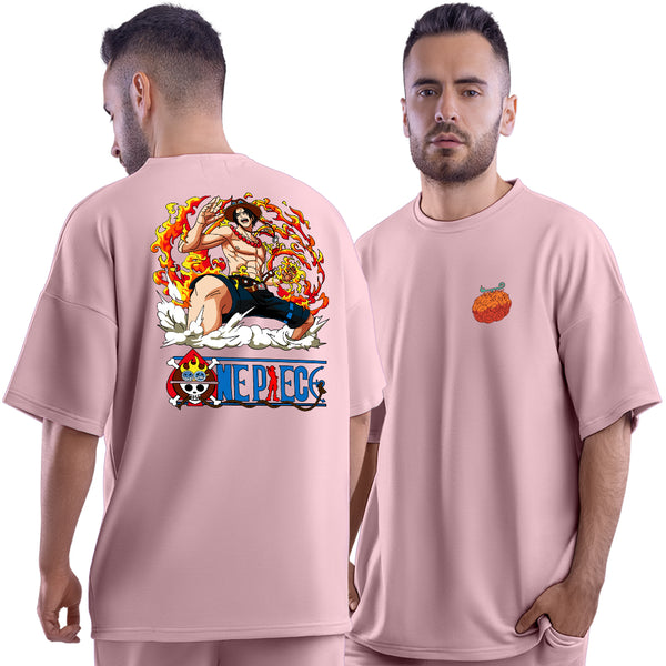Fire Fist Ace Pink Unisex Oversized T-Shirt