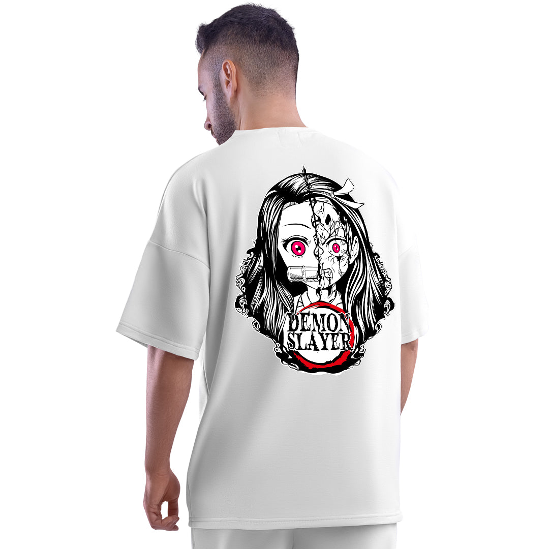 Demon Nezuko White Unisex Oversized T-Shirt