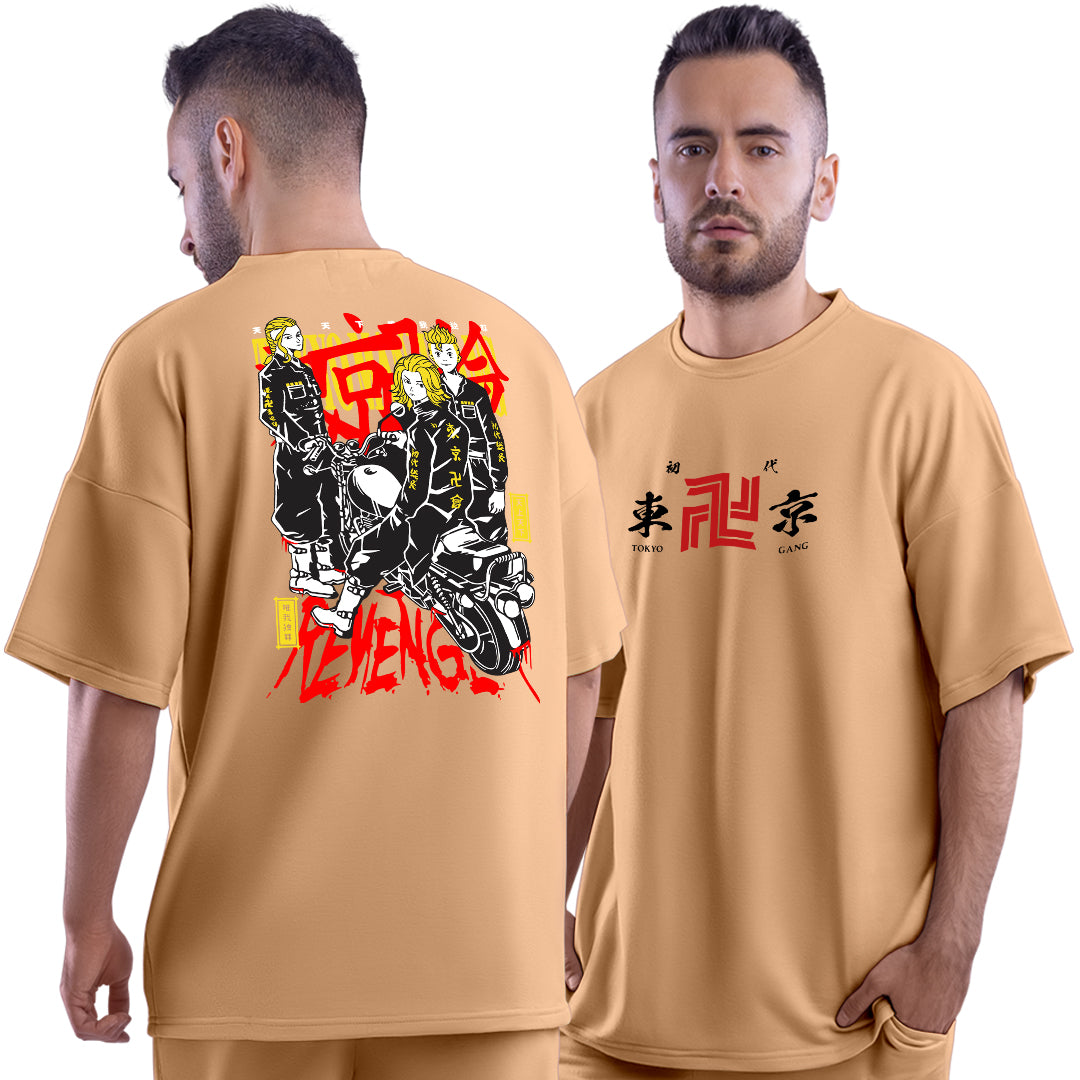 Tokyo Manji Gang Taupe Unisex Oversized T-Shirt