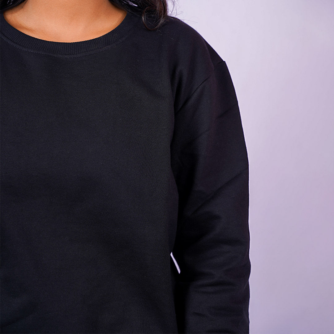 Black Unisex Plain Sweatshirt