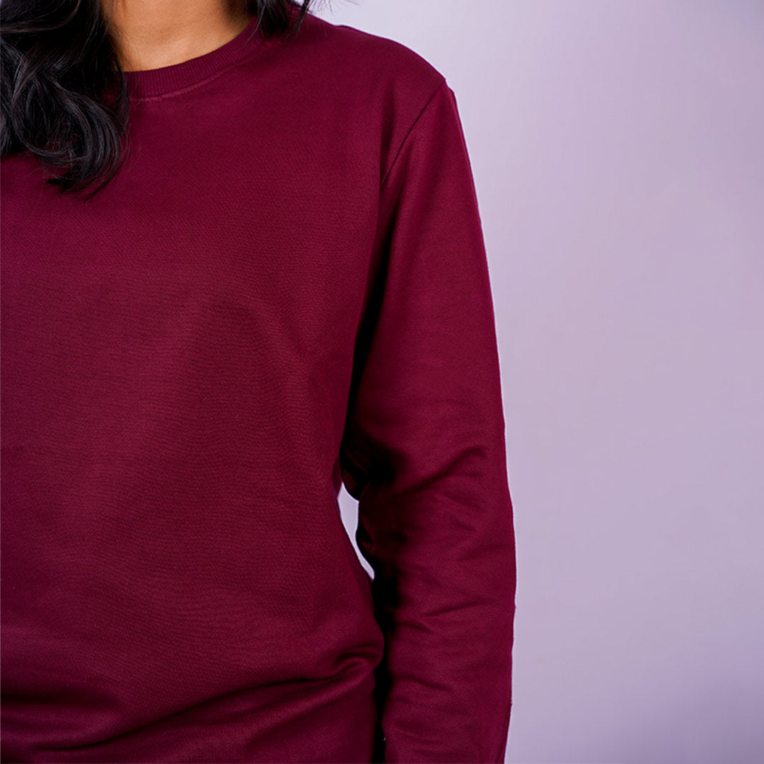 Maroon Unisex Plain Sweatshirt