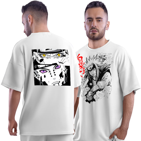 Naruto Vs. Pain White Unisex Oversized T-Shirt