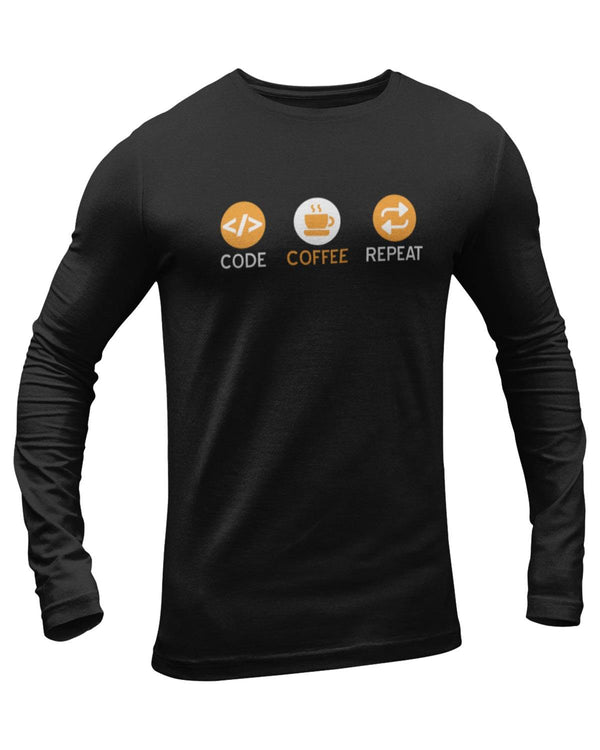 Code Coffee Repeat New Full Sleeve Geek T-Shirt