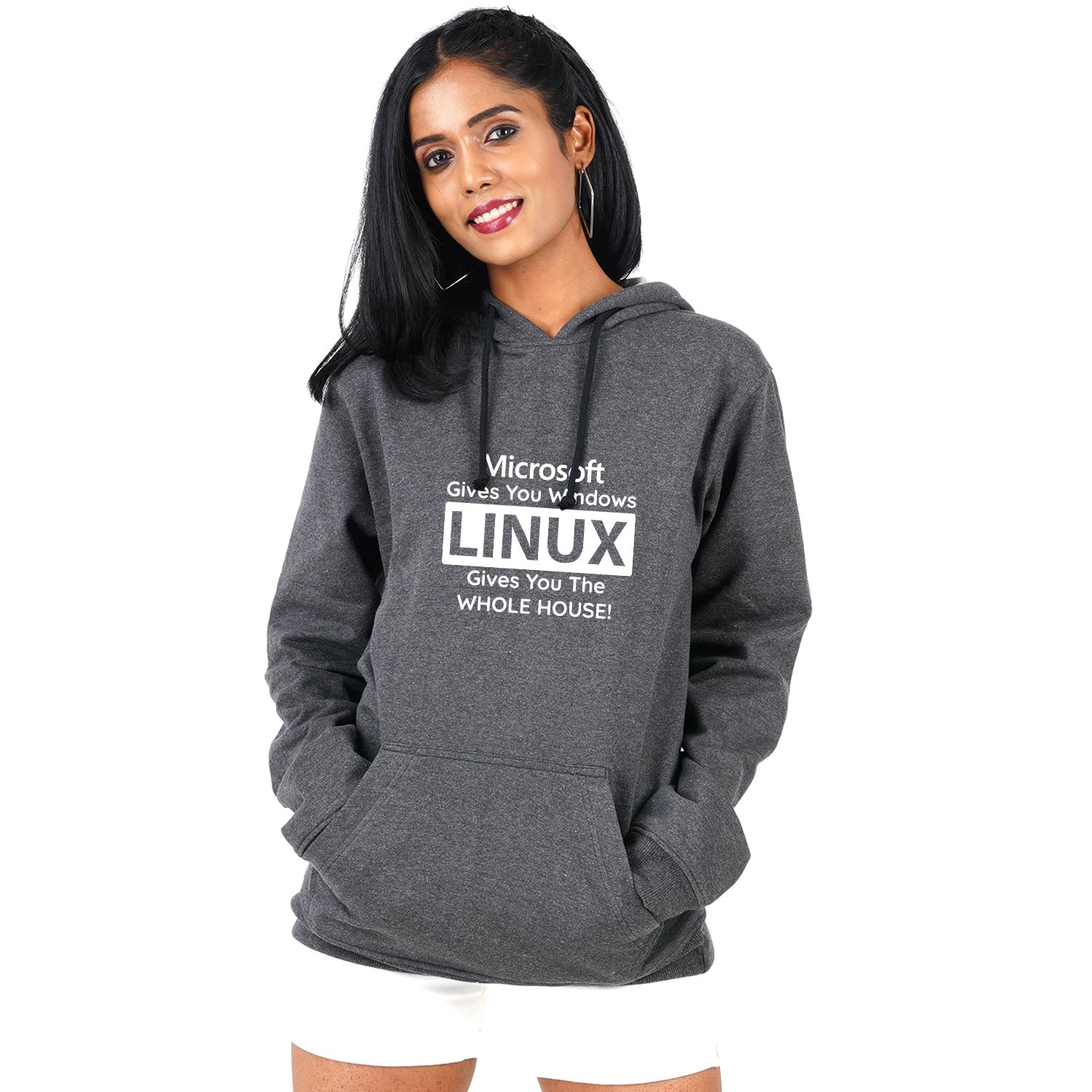 Microsoft Gives You Windows Linux Gives You Whole House Unisex Hoodie