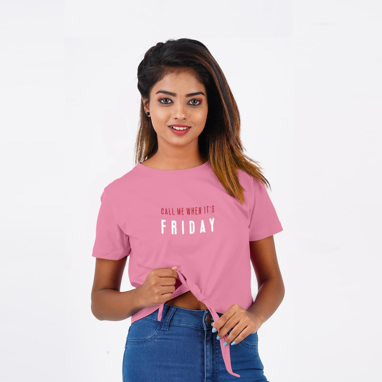 Call Me When It's Friday - Knot Crop Top